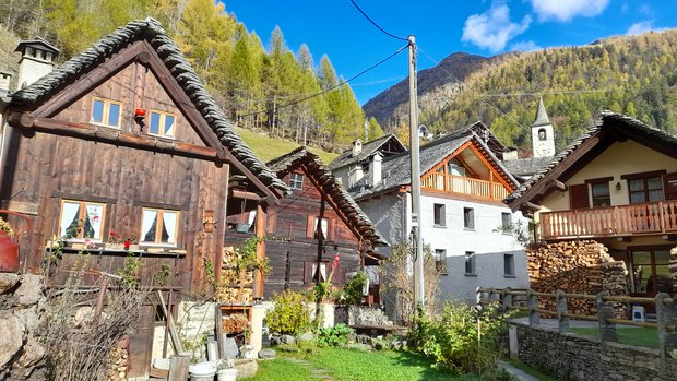 Traditional houses in Fusio, Ticino